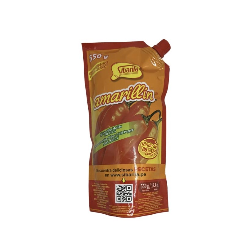 Sibarita Aji Amarillo Pepper Sauce - Peruvian Yellow Chili Paste Peppers - Non Spicy - 550 Grams - 19.4 Oz