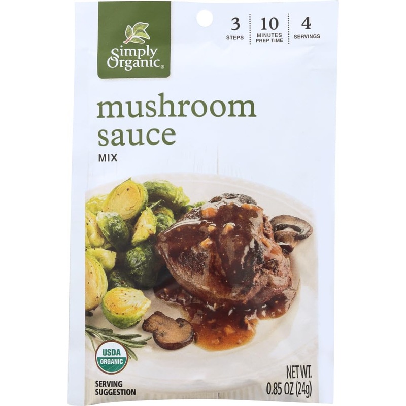 Simply Organic Mushroom Sauce Mix, Certified Organic, Vegetarian, Gluten-Free | 0.85 Oz | Pack Of 3