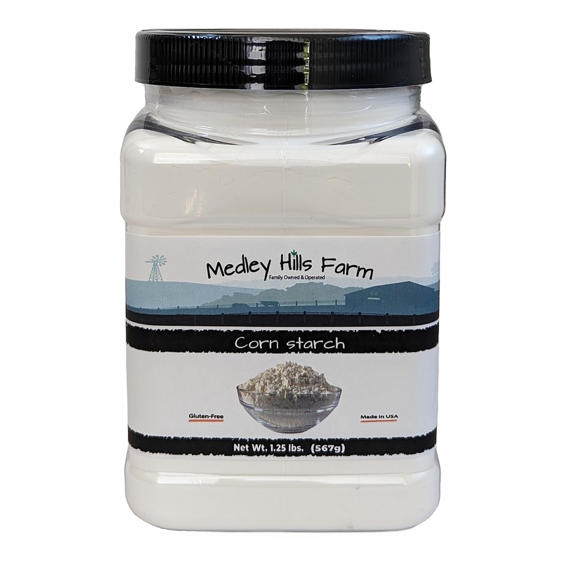 Corn Starch By Medley Hills Farm 1.25 Lbs. In Reusable Container - 100% Pure Corn Starch Powder - Great Thickener For Sauces, So