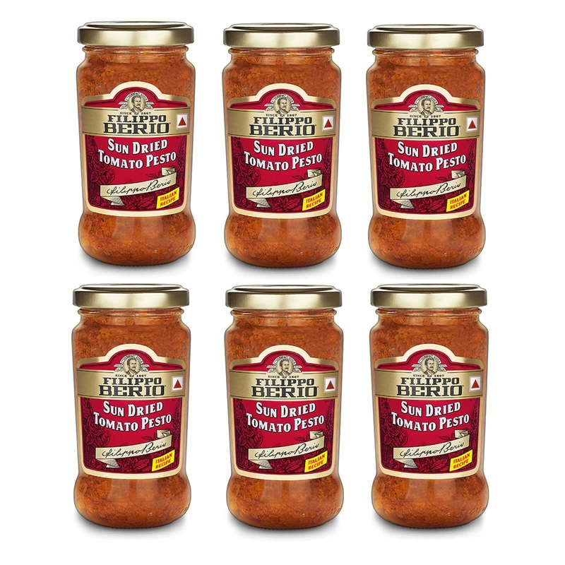 Filippo Berio Pesto, Sun Dried Tomato, 6.7 Ounce Glass Jar, Pack Of 6