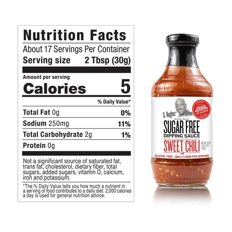 G Hughes Sugar Free Sweet Chili Sauce - Gluten Free Dipping Sauces, Sugar Free Sauce, Hot Sauce, Low Carb Red Chili Sauce, Spicy