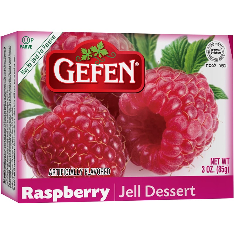 Gefen Raspberry Flavored Jello 3Oz, Vegan Friendly, Easy To Prepare, Kosher For Passover