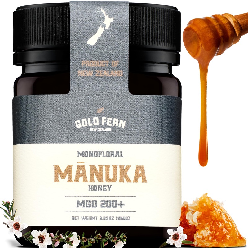 Gold Fern Honey - Raw New Zealand Manuka Honey | 8.8Oz Mgo 200+ | Pure, Natural, Unpasteurized, And Unfiltered Superfood Honey,