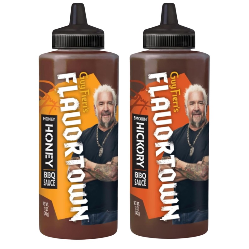 Guy Fieris Flavortown Bbq Sauce Variety Pack - Honey Bbq Sauce, Smokey Bbq Sauce, Barbecue Sauce Set, For Chicken Wings & Ribs -