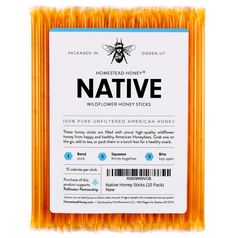 Homestead Honey Native Honey Sticks For Tea, Honey Packets Single Serve Honey Straws Stir Sticks, Honey Packets Honey Stick, Hon