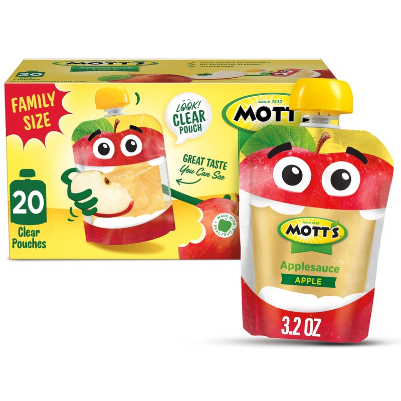 Mott'S Applesauce, 3.2 Oz Clear Pouches, 20 Pack