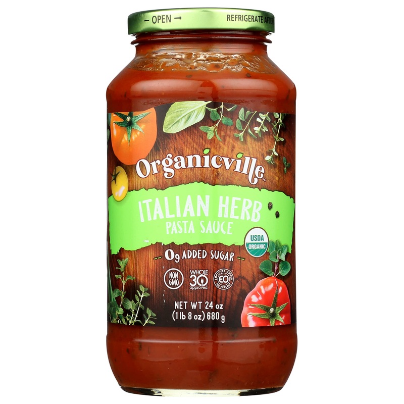 Organicville Italian Herb Pasta Sauce, Gluten Free, Non Gmo, 24 Ounces (Pack Of 6)