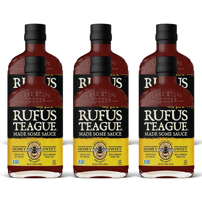Rufus Teague - Honey Sweet Bbq Sauce - Premium Barbecue Sauce - 15.25 Oz. Bottles - 6 Pack