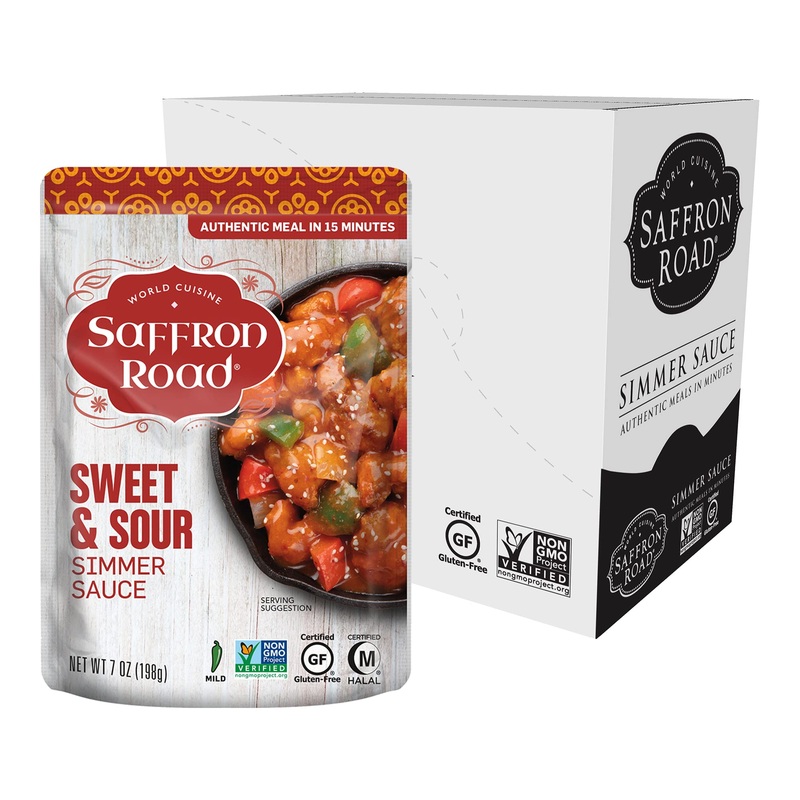 Saffron Road Sweet And Sour Simmer Sauce | Globally Inspired Simmer Sauce | Gluten-Free, Vegan, Non-Gmo, And Certified Halal And