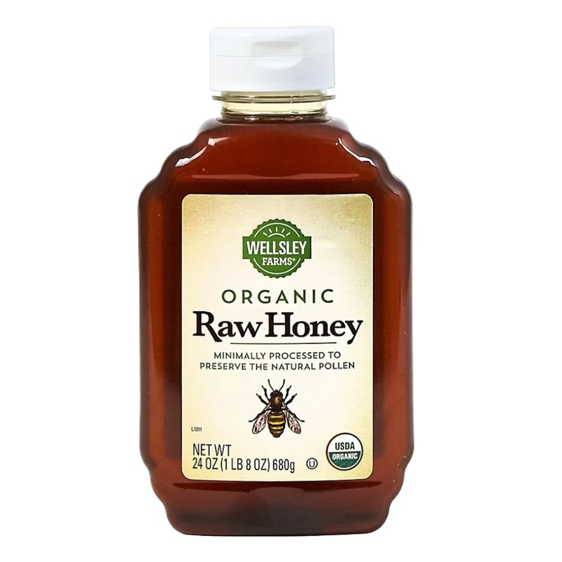 Wellsley Farms Organic Raw Honey, 100% Pure, Usda Certified - 24 Oz Bottle.