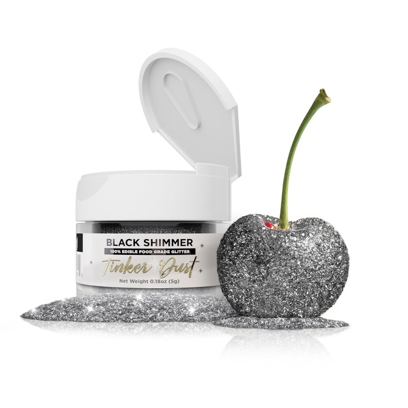Bakell - Black Shimmer Tinker Dust (5G, 1X Jar) Edible Glitter For Food, Desserts, And Beverages!