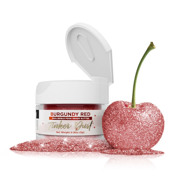 Bakell - Burgundy Red Tinker Dust (5G, 1X Jar) Edible Glitter For Food, Desserts, And Beverages!