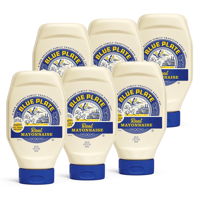 Blue Plate Real Mayonnaise, 18 Fl Oz Squeeze Bottle (Pack Of 6)