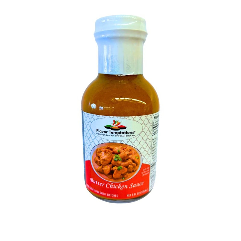 Butter Chicken Makhani Indian Curry Simmer Sauce By Flavor Temptations | Authentic, Vegan, Gluten-Free, Low Sodium (8 Fl Oz Glas
