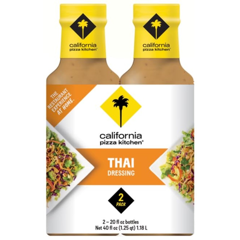 California Pizza Kitchen Thai Dressing - 20 Fl Oz (Pack of 2) - Creamy Asian Peanut Sauce for Salads and Dishes