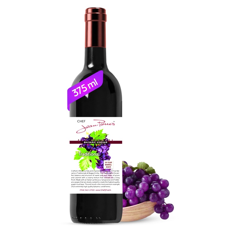 Chef Jean Pierre'S Italian Balsamic Vinegar - 375Ml (12.5Oz) Rich Grape Flavor, 18-Years Traditional Barrel Aged - Ideal For Enh