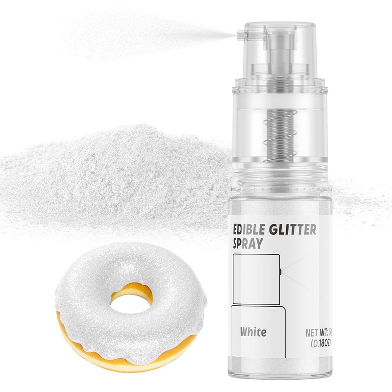 Edible Glitter Spray,Food Grade 5G Edible Glitter For Cake Decorating Desserts, Beverages, Cupcakes, Cake Pops And Cookies - Whi