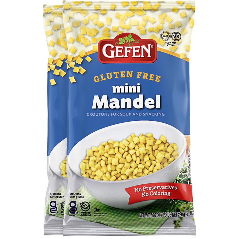 Gefen Gluten Free Mini Soup Croutons, Mini Mandel, 7.7Oz (2 Pack) | All Natural | Great For Snacking | Kosher For Passover