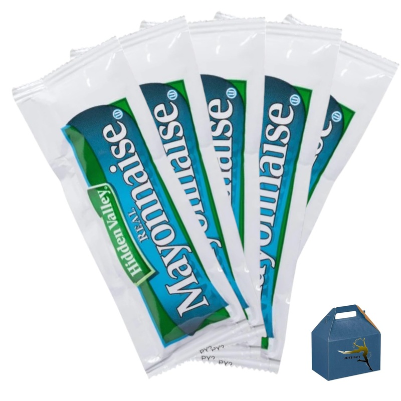 JUST-BUY Real Mayonnaise Condiment - Single Serve Packets, 12g, 25 Count, Perfect for On-the-Go Meals and Picnics