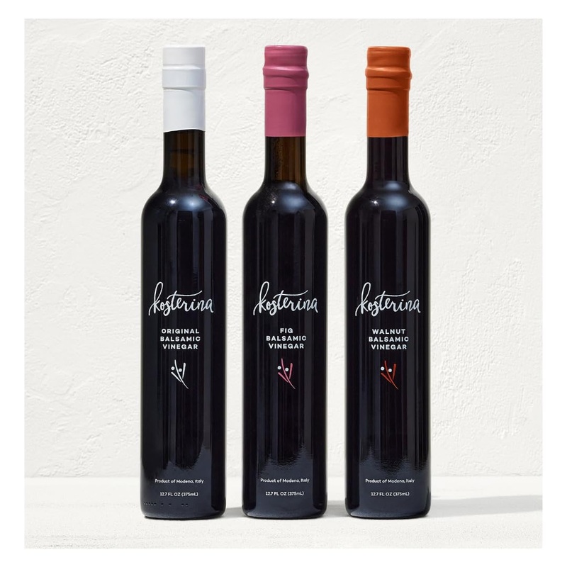 Kosterina Signature Balsamic Vinegar Trio | Original, Fig & Walnut Balsamic Flavor | Authentic Mediterranean Flavors, Made From