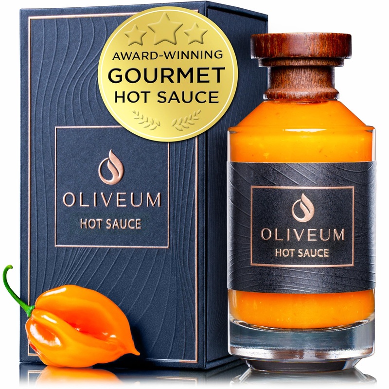 Oliveum Hot Sauce - Gourmet Medium Spice Organic Habanero Peppers. Unique Spicy Salsa Flavor For Bbq, Mexican, Asian, Steak, Chi
