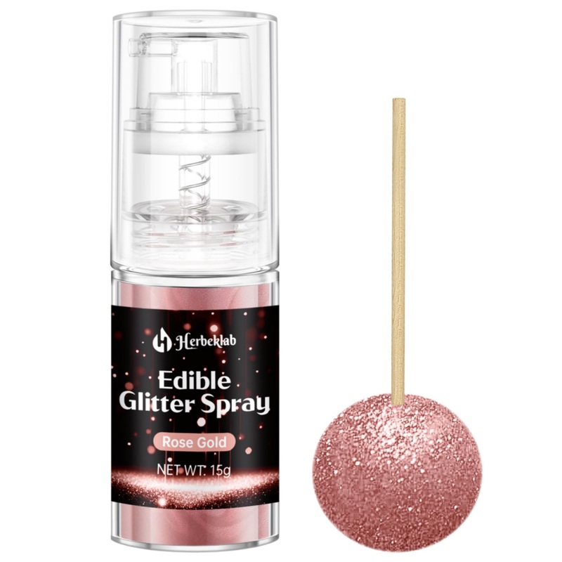 Rose Gold Edible Glitter Spray - 15G Edible Rose Gold Glitter For Cakes Food Grade Metallic Shimmer Powder Cake Sprinkles For Co