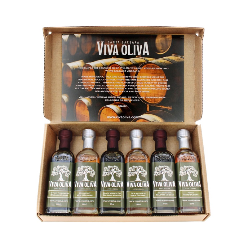 Viva Oliva Balsamic Vinegar Variety Gift Set - 6 X 60Ml (2Oz) - Barrel Aged Premium Balsamics Made In Modena, Italy (18 Year Tra