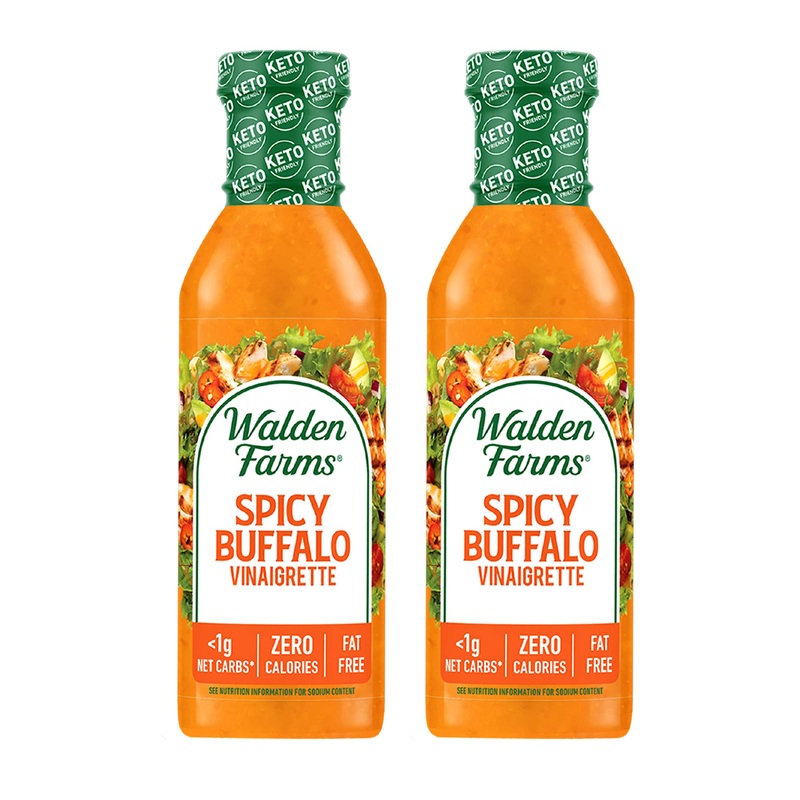 Walden Farms Spicy Buffalo Vinaigrette - Calorie-Free, Gluten-Free, Low Carb, Keto-Friendly, Vegan, Sugar-Free, Dressing With Bo
