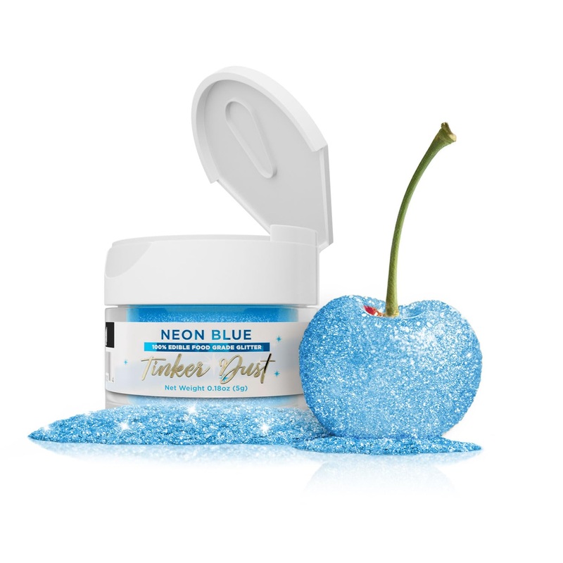 Bakell - Neon Blue Tinker Dust (5G, 1X Jar) Edible Glitter For Food, Desserts, And Beverages!