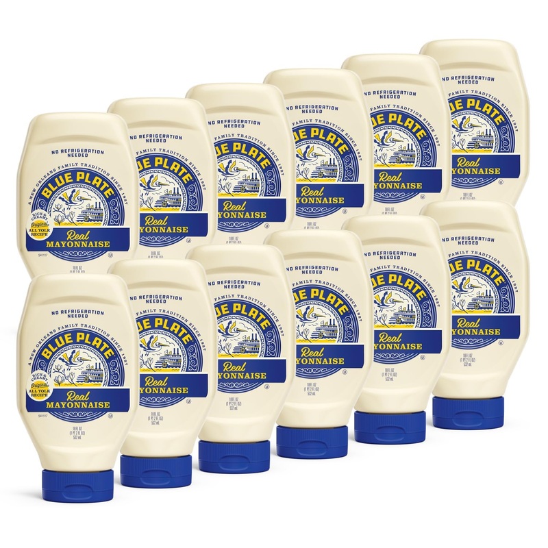 Blue Plate Real Mayonnaise, 18 Fl Oz Foodservice Squeeze Bottle (Pack Of 12)