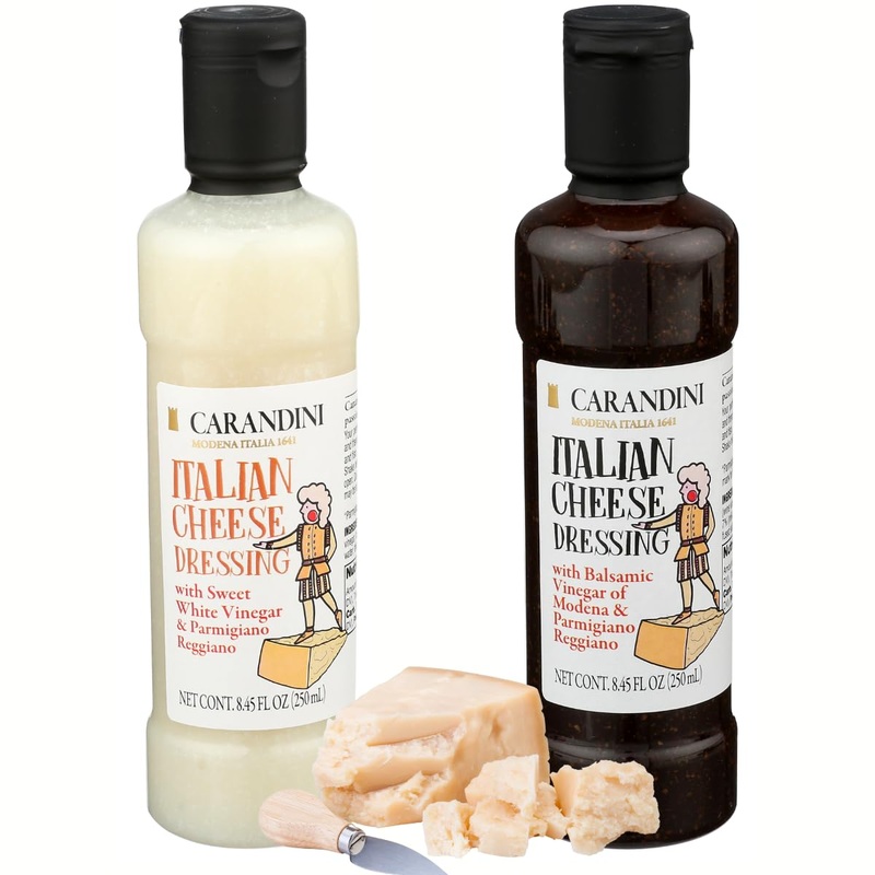Carandini Italian Cheese Dressing Duo Set -Sweet White Vinegar & Balsamic Vinegar Of Modena With Parmigiano Reggiano- 2X 8.45Fl