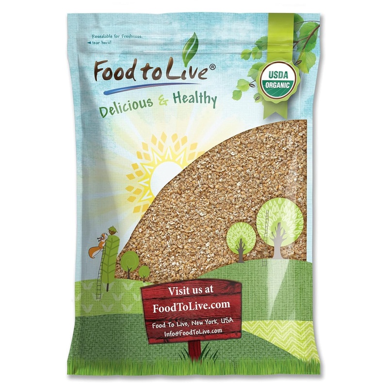 Food To Live - Organic Cracked Wheat Berries, 9 Pounds - Non-Gmo. Cleaned, Crushed & Sifted Hard Red Winter Groats. Raw, Vegan,