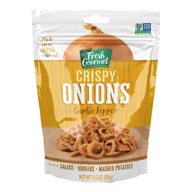 Fresh Gourmet Crispy Onions, Garlic Pepper, 3.5 Ounce