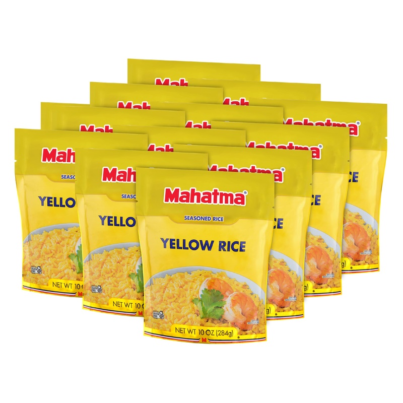 Mahatma Yellow Rice Mix, Long-Grain Rice, Stovetop Or Microwave Rice, Gluten-Free And Kosher 20-Minute Rice, 10 Ounces, Pack Of