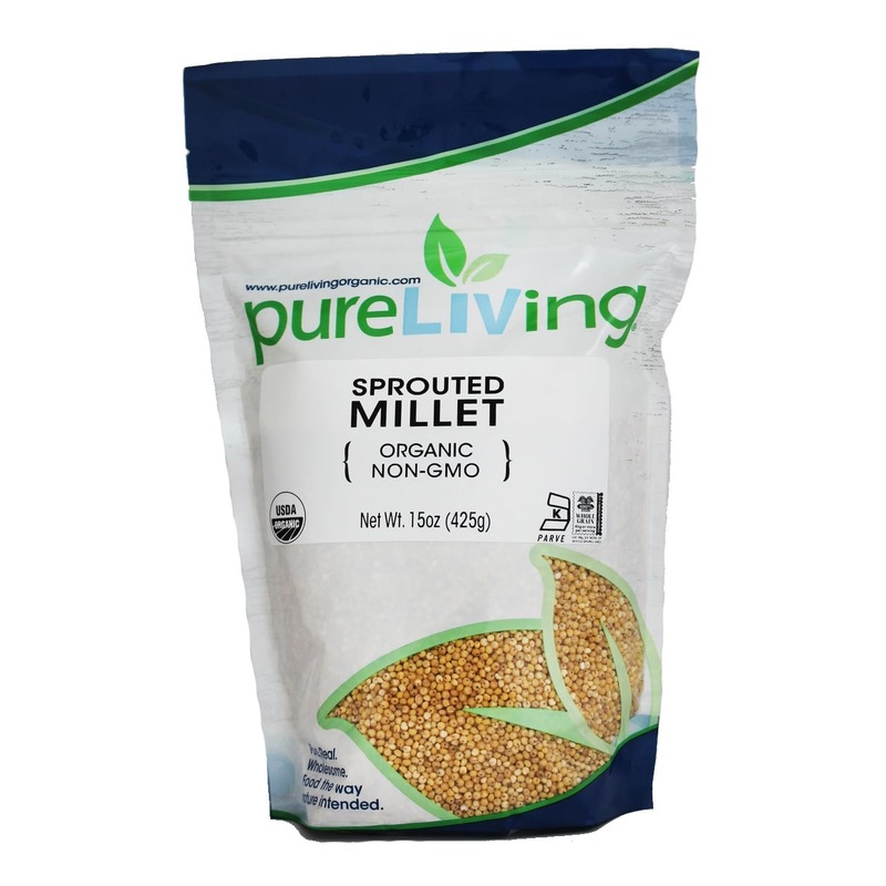 Pureliving Sprouted Organic Millet Grain Non-Gmo - 15 Ounce Bag - Considered One Of The Most Easily-Digestible Grains
