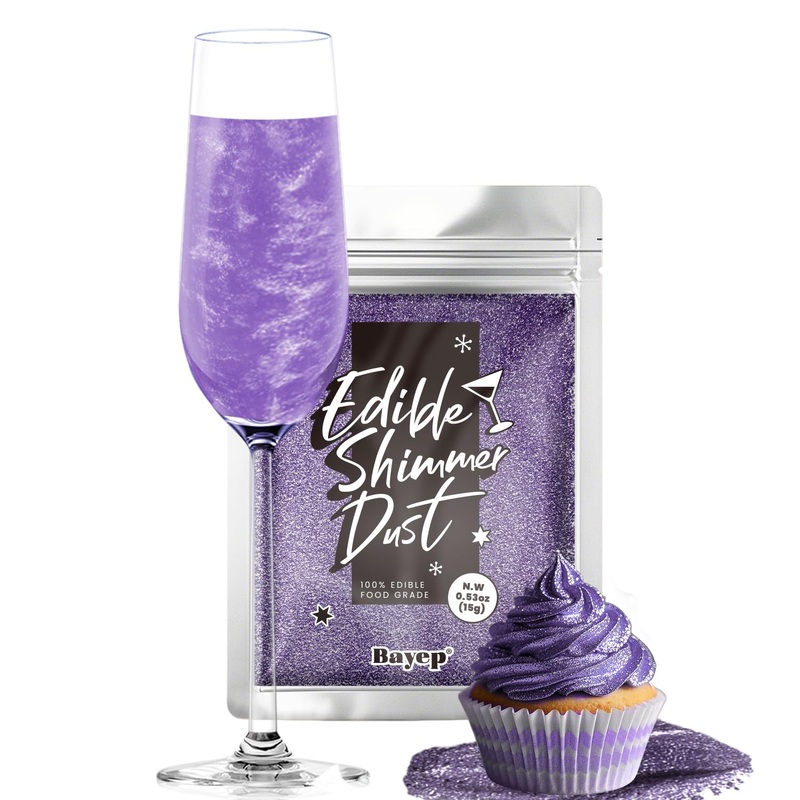 Purple Edible Glitter For Cocktails Easter Luster Dust Edible Cake Glitter 15G Food Grade Drinks Shimmer Powdered For Cake Cupca