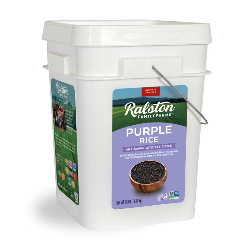 Ralston Family Farms Purple Rice 25 Lb Bucket, American Grown, Non-Gmo, Naturally Gluten Free