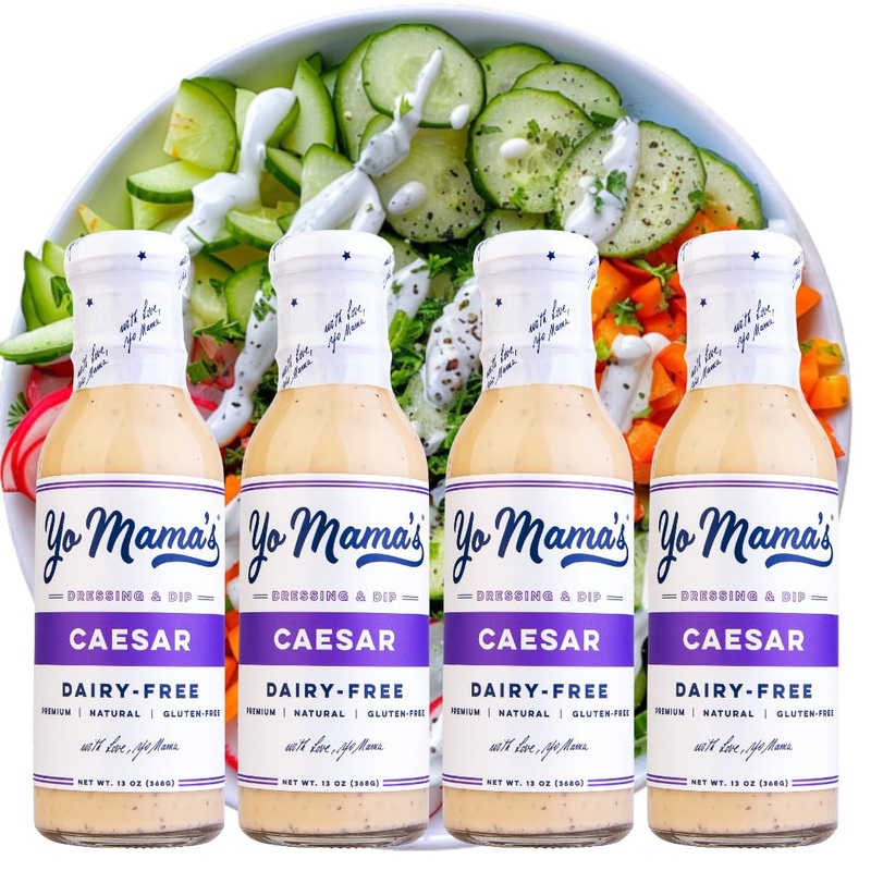 Yo Mama'S Foods Keto Classic Caesar Dressing And Dip - Pack Of (4) - Low Carb, Low Sodium, And Gluten-Free