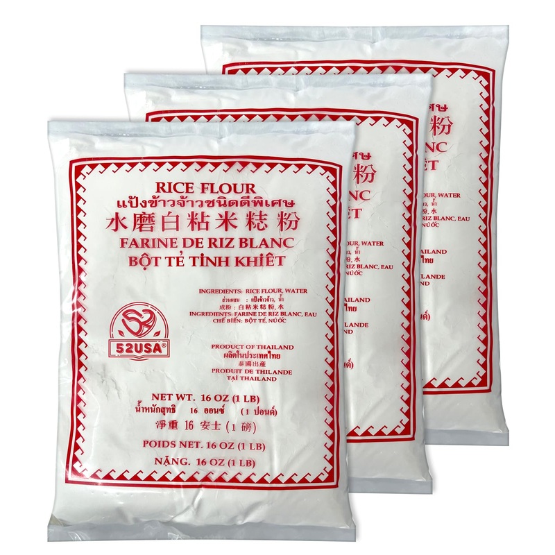 52Usa Thai Rice Flour 48 Ounce (Basic), 1 Pound (Pack Of 3), Rice Flour For Baking Or Cooking, Product Of Thailand, All Natural