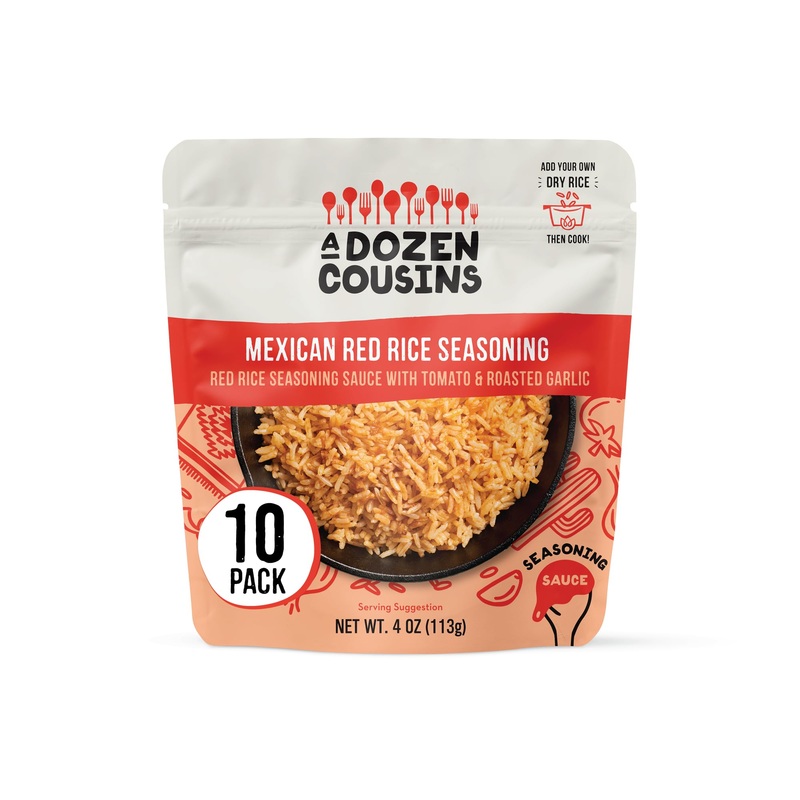 A Dozen Cousins Rice Seasoning Sauce Packets - Season And Prepare Your Own Rice Dishes - 10 Pack - Mexican Red Rice With Tomato