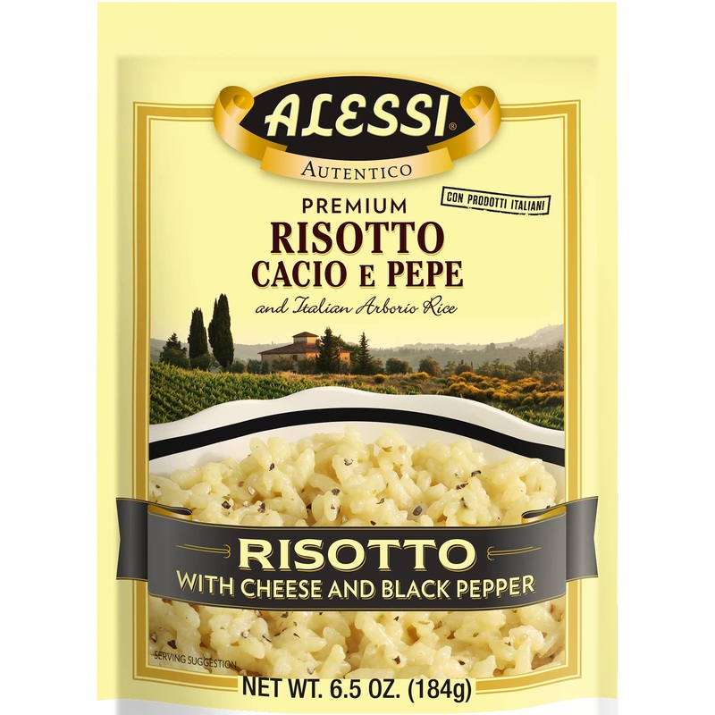 Alessi Autentico, Premium Seasoned Risotto, Italian Arborio Rice, Easy To Prepare, Cacio E Pepe 6.5 Ounce (Cheese & Pepper, Pack