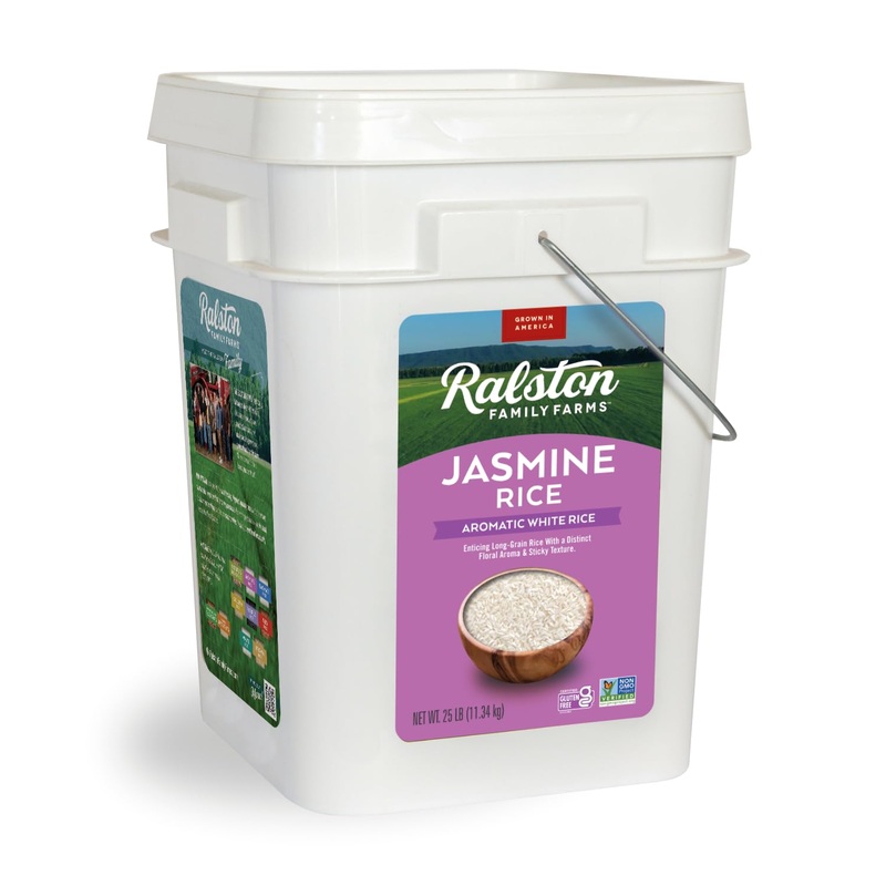 Artisanal Jasmine White Rice, 25 Lb Bucket American Grown, Non-Gmo, Naturally Gluten Free
