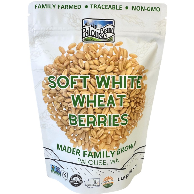 Certified Glyphosate Residue Free Soft White Wheat Berries | 1 Lbs | Family Farmed In Washington State | 100% Desiccant Free | N