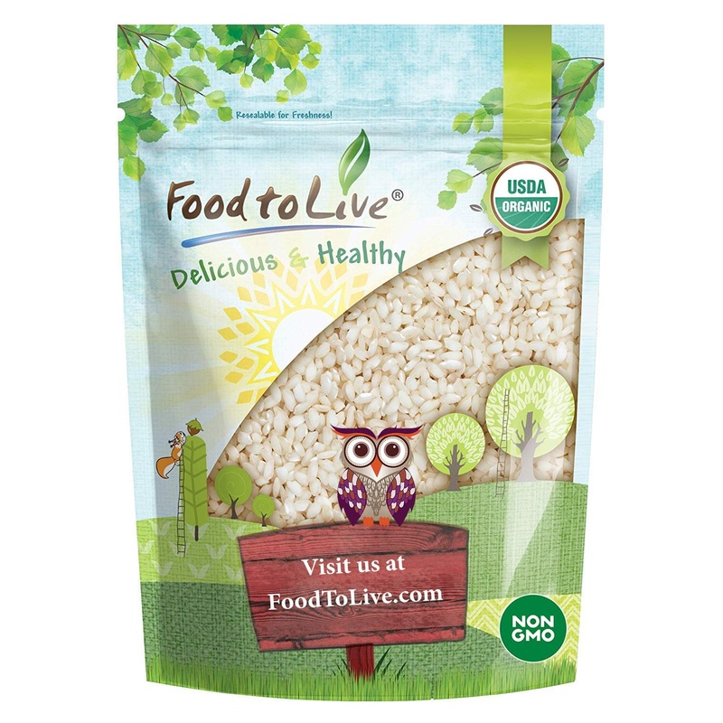 Food To Live Organic Arborio Rice, 4 Pounds Non-Gmo, Short-Grain White Rice Variety, Superfino, Vegan, Kosher, Bulk. Creamy Text