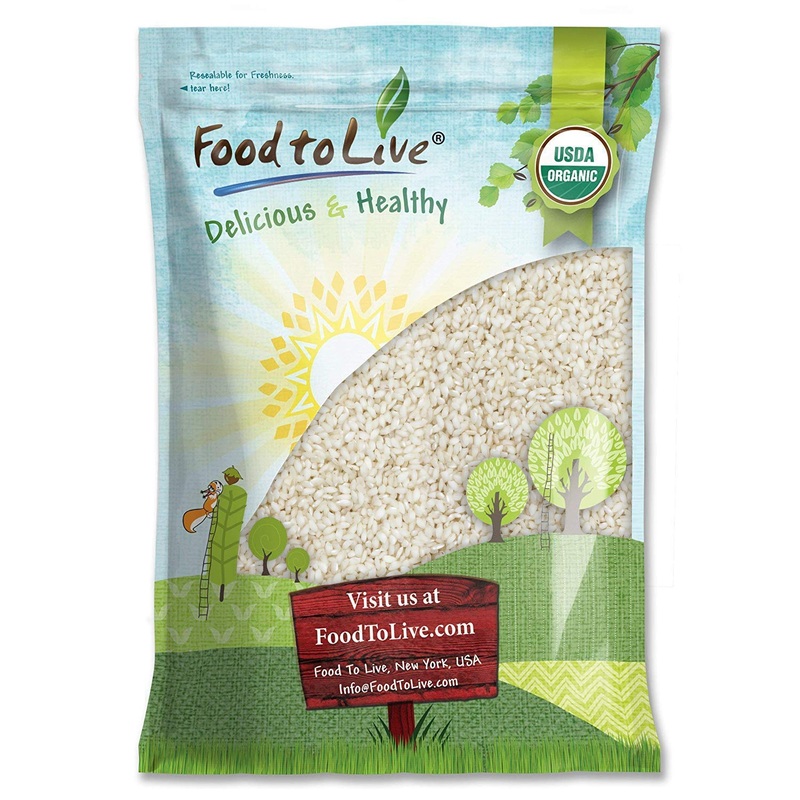 Food To Live Organic Arborio Rice, 8 Pounds Non-Gmo, Short-Grain White Rice Variety, Superfino, Vegan, Kosher, Bulk. Creamy Text