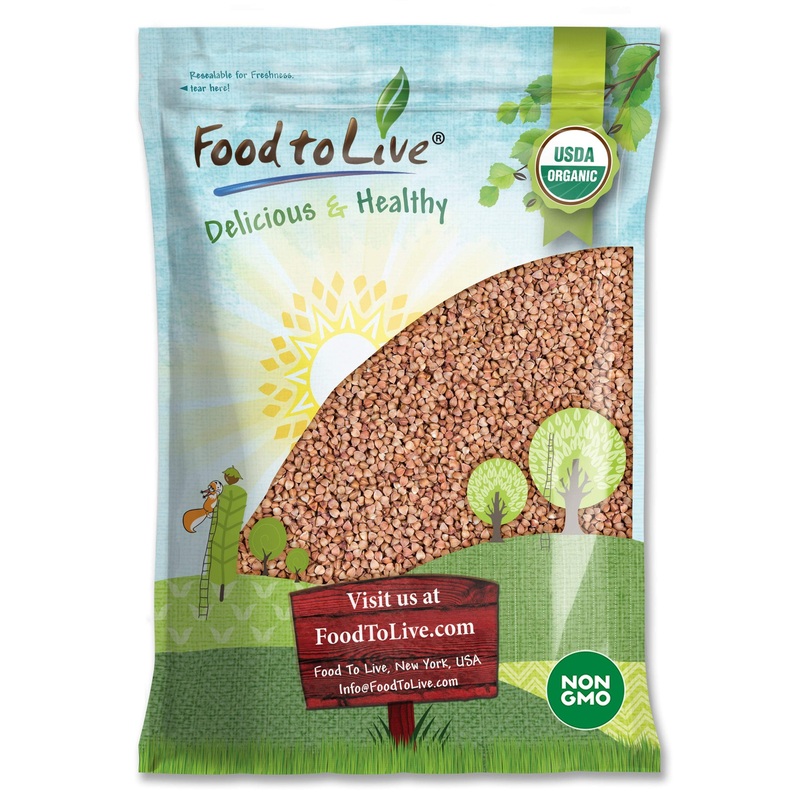 Food To Live Organic Buckwheat Kasha, 15 Pounds - Grechka, Toasted Whole Groats, Non-Gmo, Kosher, Sirtfood, Bulk
