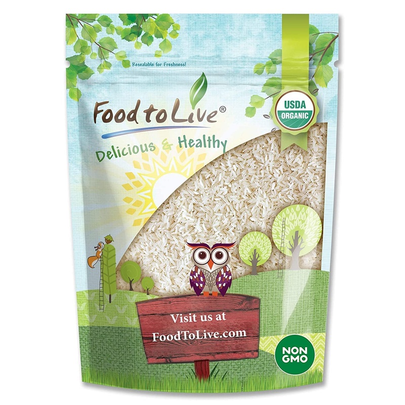Food To Live Organic Long Grain White Rice, 5 Pounds - Non-Gmo, Vegan, Kosher. Easy To Cook. Stays Separate And Fluffy. Low In F