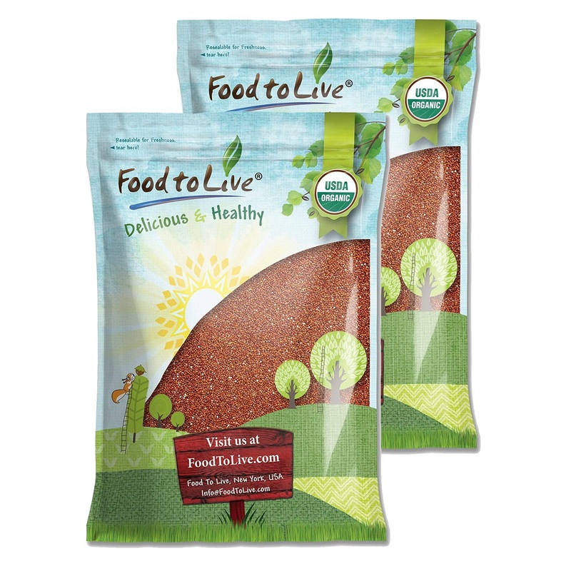 Food To Live - Organic Red Quinoa, 25 Pounds Non-Gmo, Whole Grain, Kosher, Vegan, Sirtfood, Bulk. Rich In Essential Amino Acids,