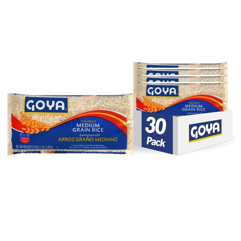 Goya Foods Enriched Medium Grain Rice, 1 Pound (Pack Of 30), 16-Ounce