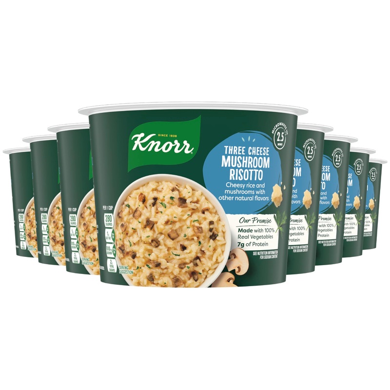 Knorr Rice Cup 3 Cheese Mushroom Risotto 8 Ct Delicious Rice Dish No Artificial Flavors Or Preservatives 2.6 Oz